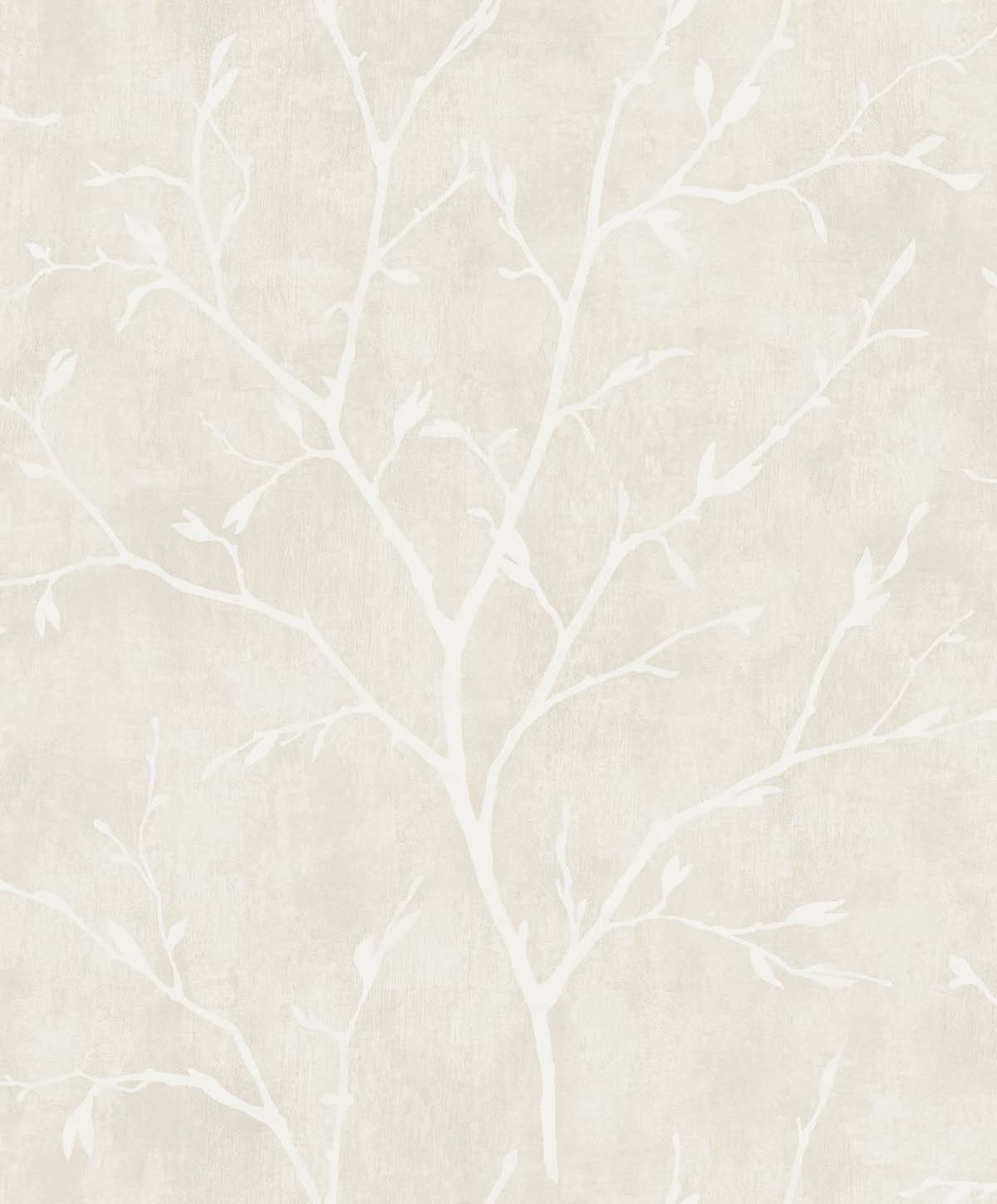 White Heron Avena Branches Botanical Unpasted Wallpaper