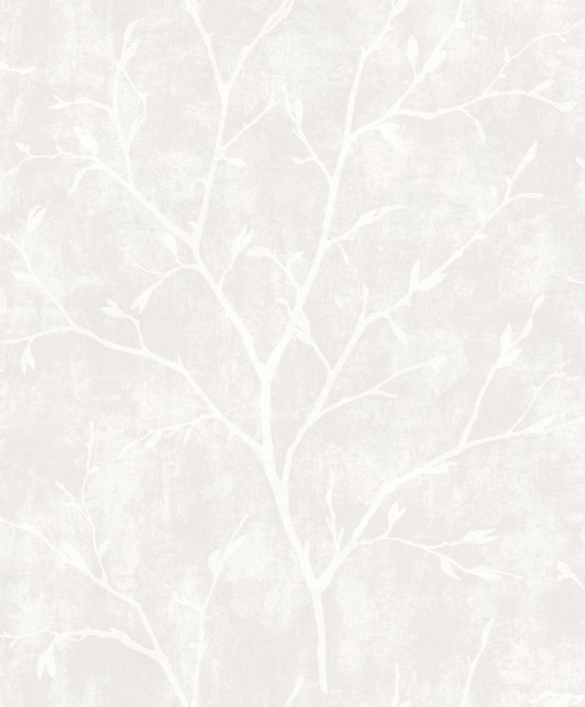 White Heron Avena Branches Botanical Unpasted Wallpaper