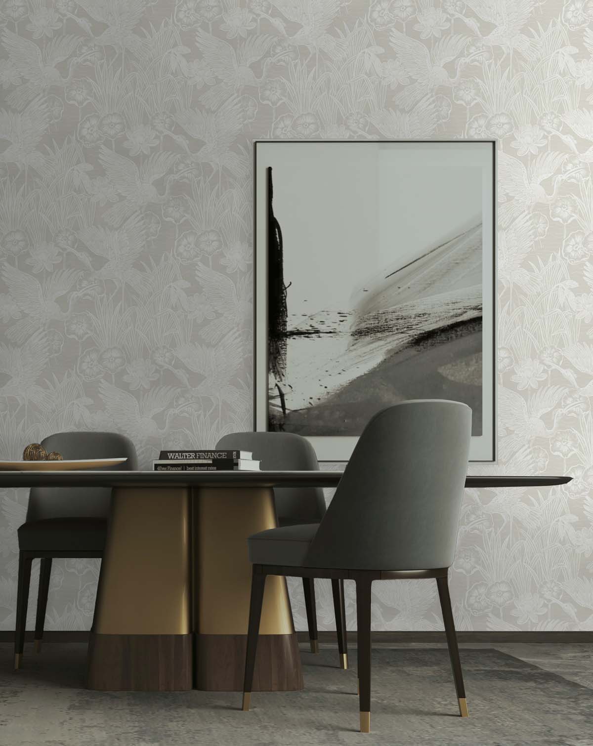 White Heron Marsh Cranes Unpasted Wallpaper