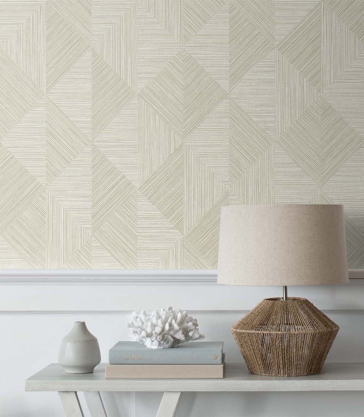 White Heron Diamond Inlay Embossed Vinyl Unpasted Wallpaper