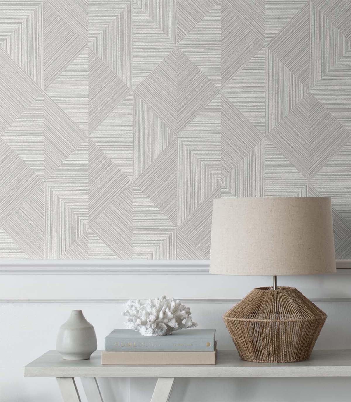White Heron Diamond Inlay Embossed Vinyl Unpasted Wallpaper