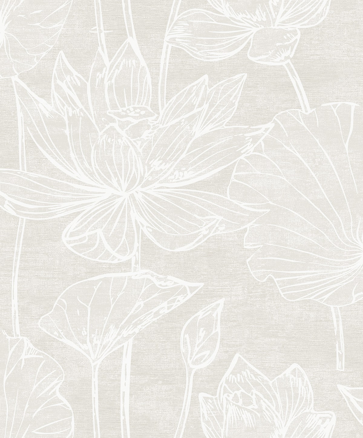 White Heron Water Lilies Floral Unpasted Wallpaper
