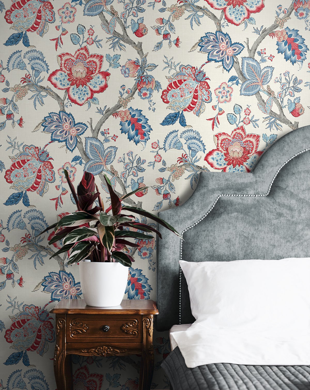 French Country Bernadette Jacobean Unpasted Wallpaper