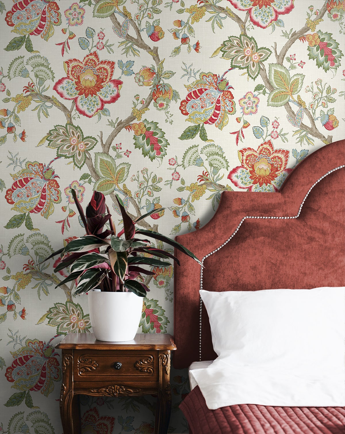 French Country Bernadette Jacobean Unpasted Wallpaper