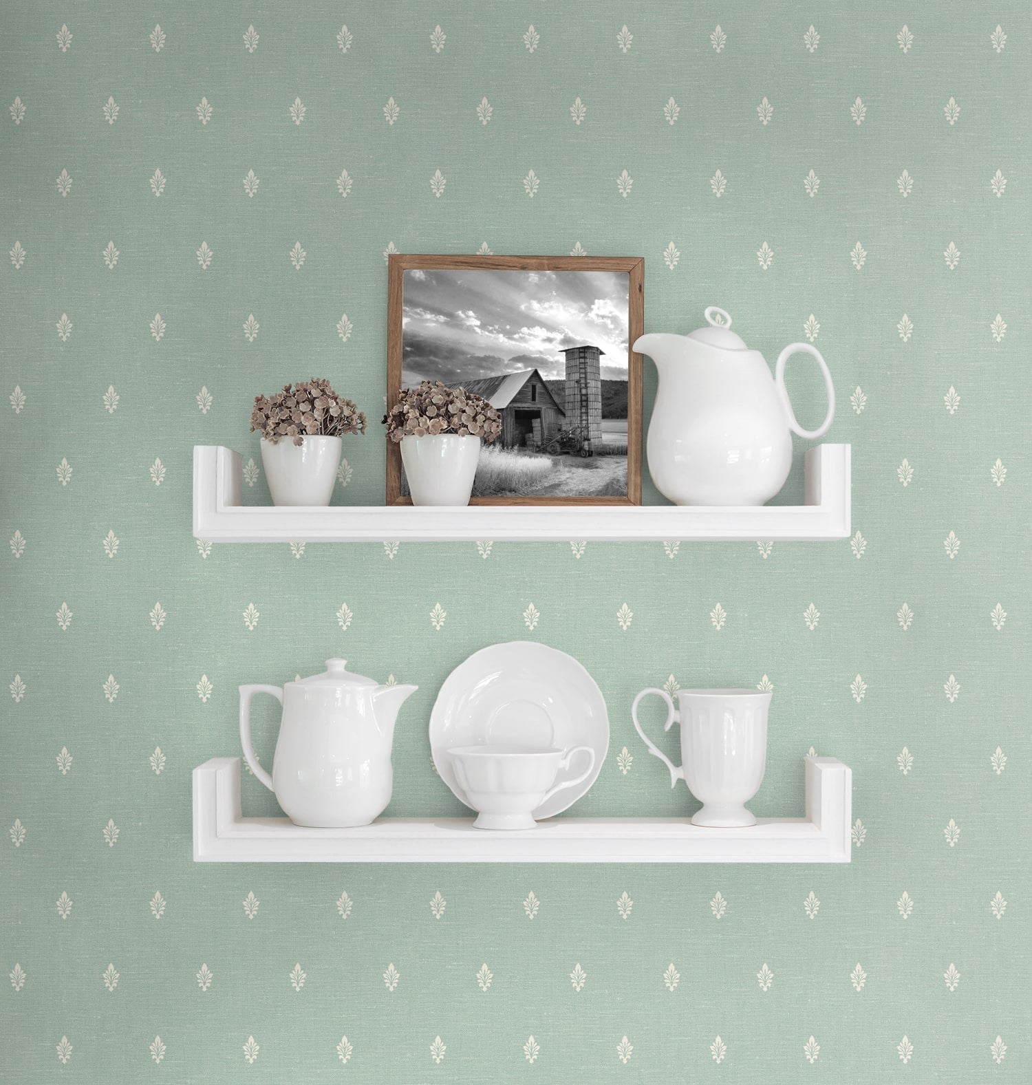 French Country Petite Feuille Sprig Unpasted Wallpaper