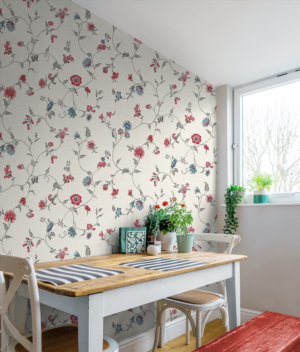 French Country Florale Trail Unpasted Wallpaper