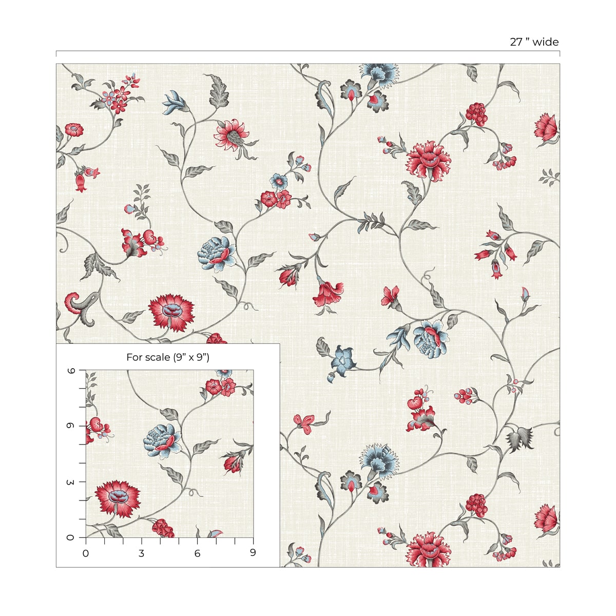 French Country Florale Trail Unpasted Wallpaper