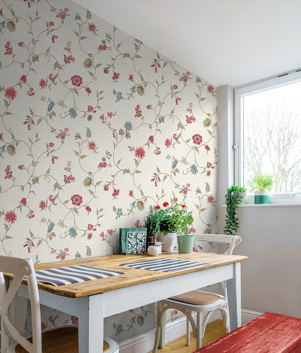 French Country Florale Trail Unpasted Wallpaper