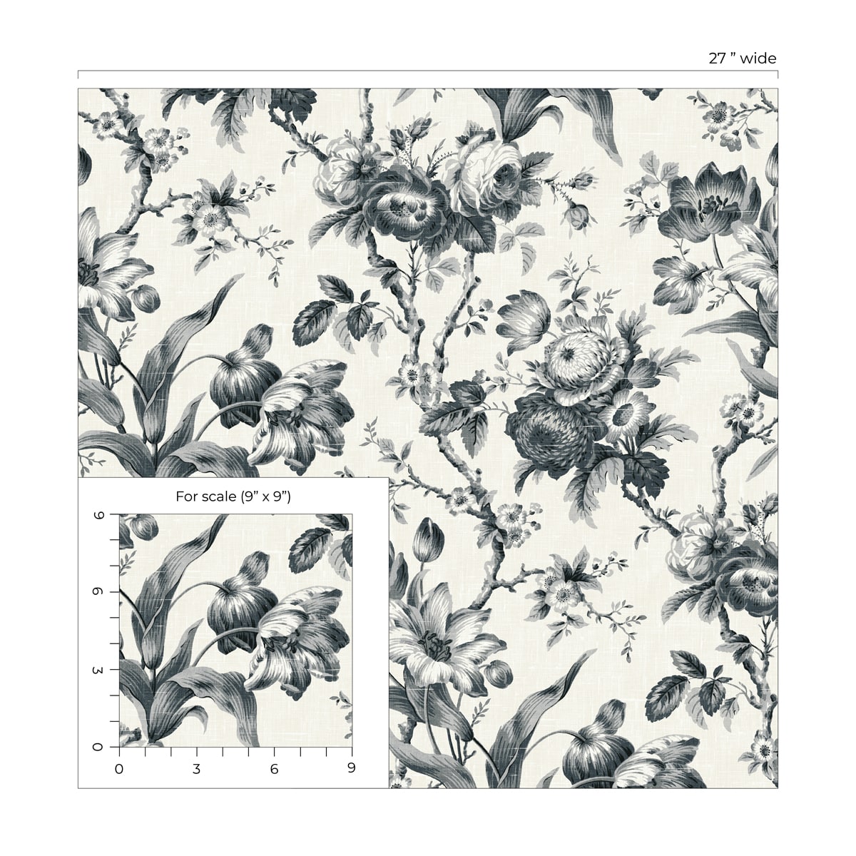 French Country En Rose Floral Unpasted Wallpaper