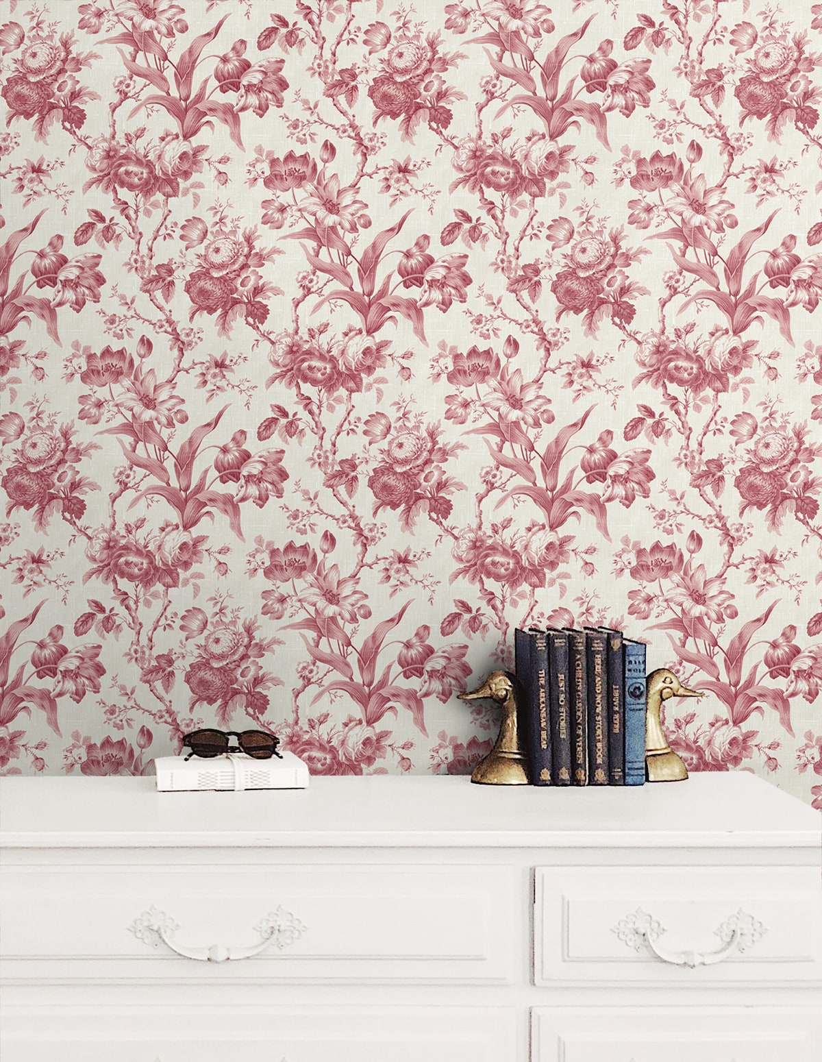 French Country En Rose Floral Unpasted Wallpaper