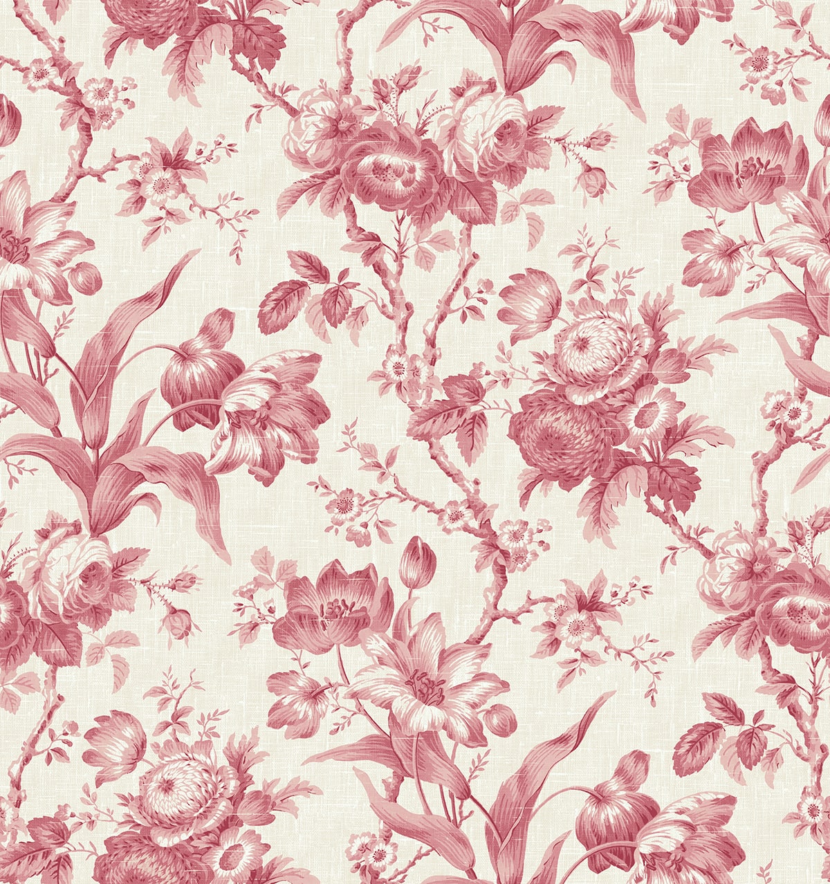 French Country En Rose Floral Unpasted Wallpaper