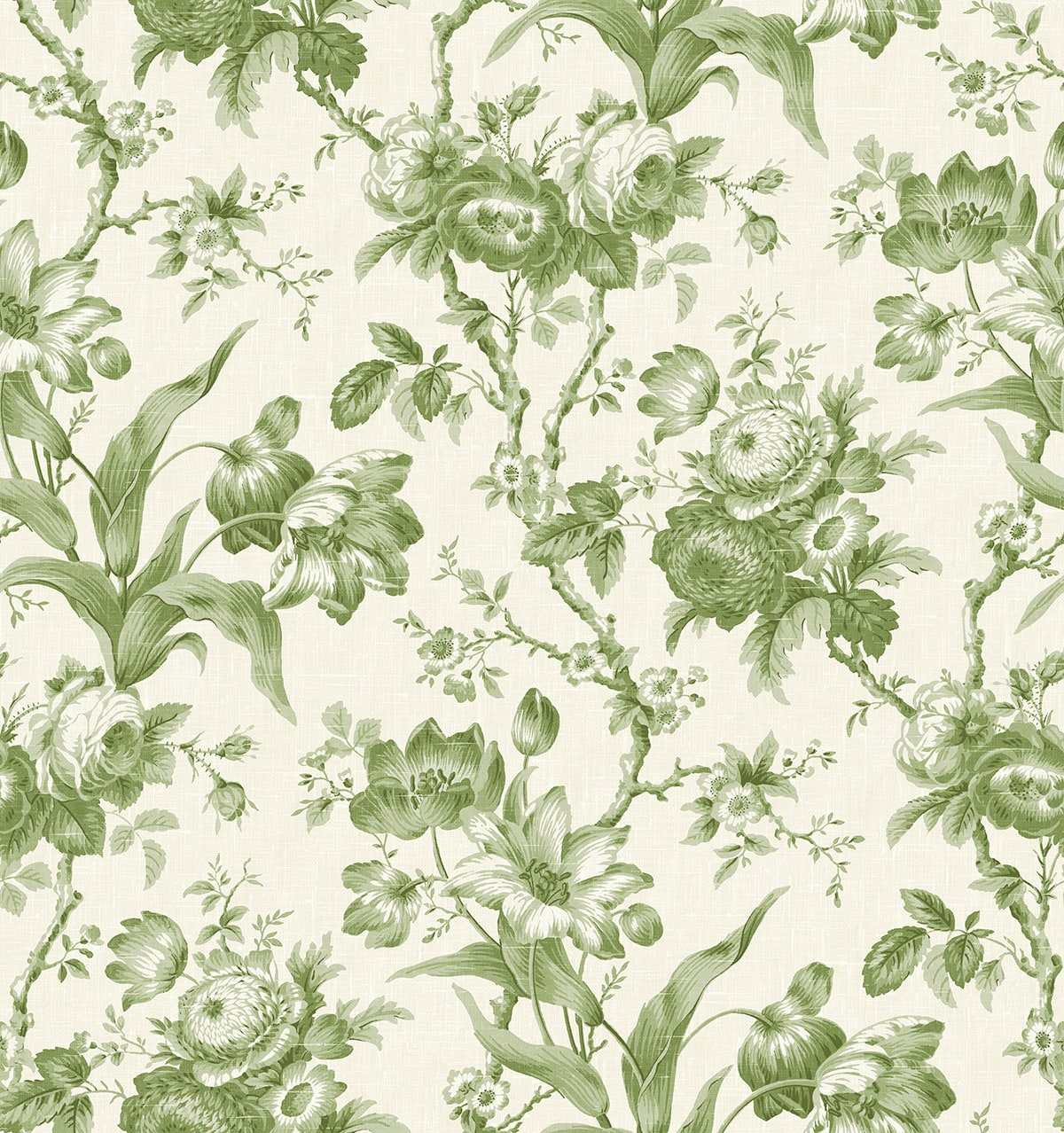 French Country En Rose Floral Unpasted Wallpaper
