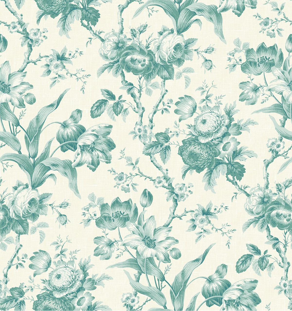 French Country En Rose Floral Unpasted Wallpaper