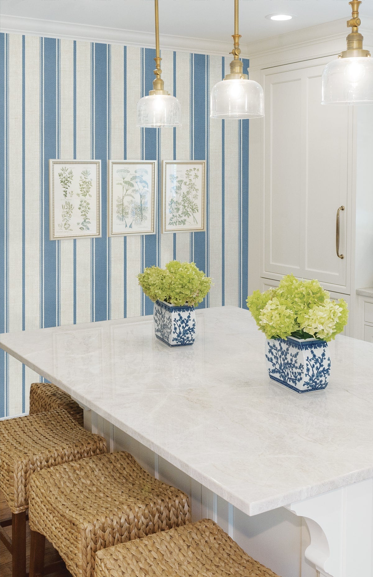 French Country Eliott Linen Stripe Unpasted Wallpaper