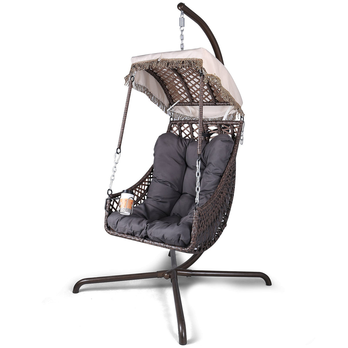 Swing Egg Chair with Stand, Rattan Frame, Hammock Chair