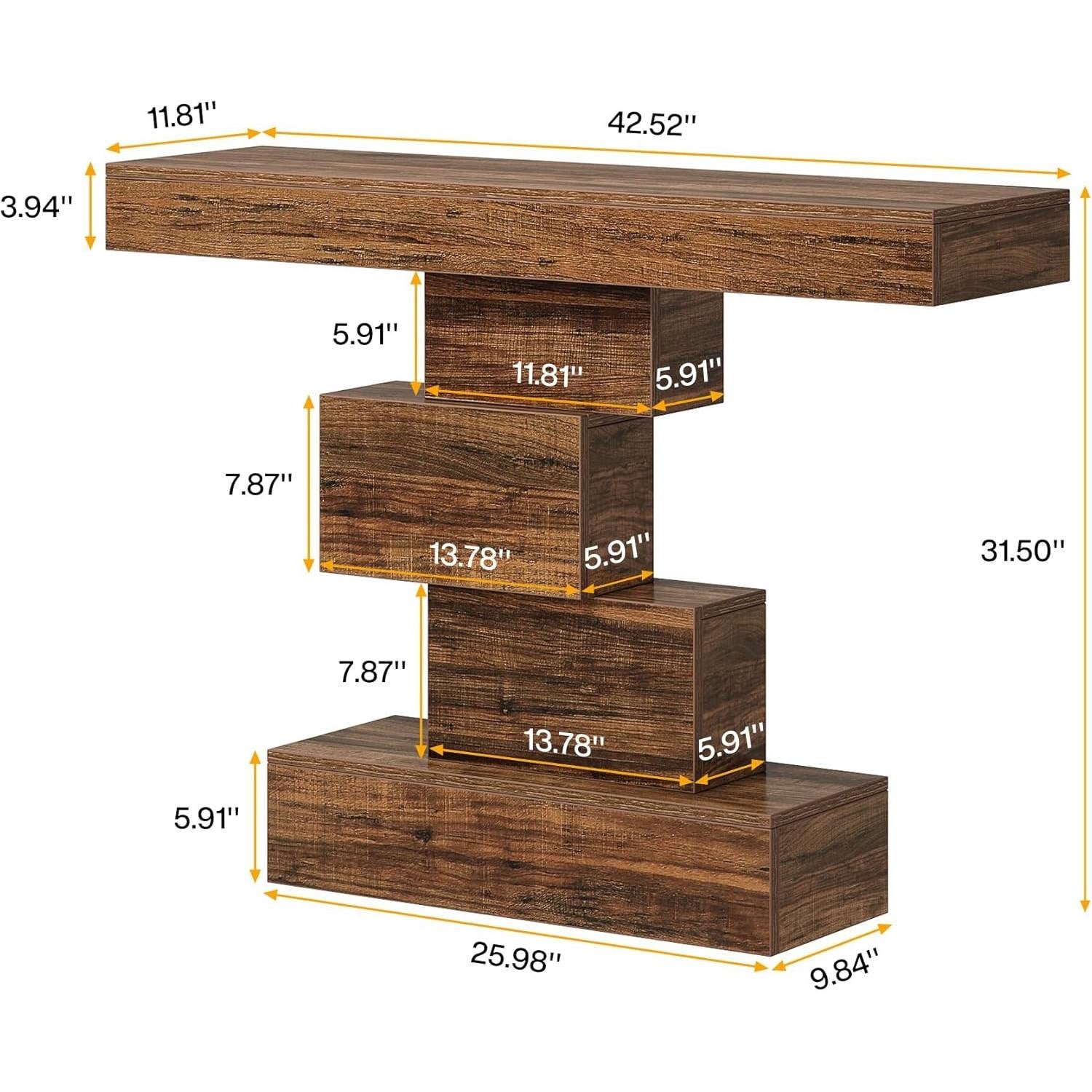 Farmhouse Console Accent Sofa Table in Rustic Brown Wood Finish