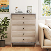 Farmhouse Chest Dresser, Tall Storage Organizer - Grey