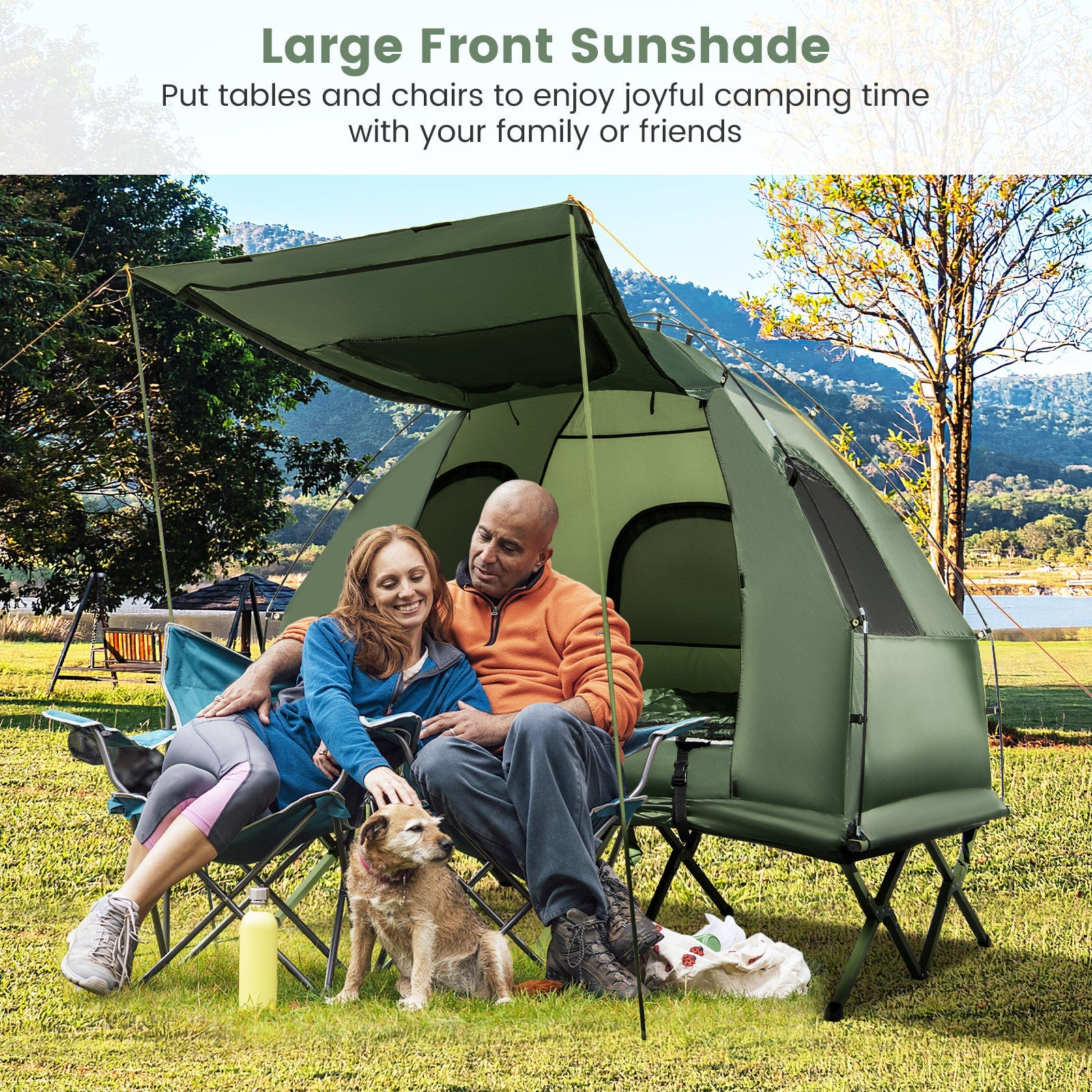 5-in-1 2-Person Foldable Outdoor Camping Tent with Air Mattress and Sleeping Bag
