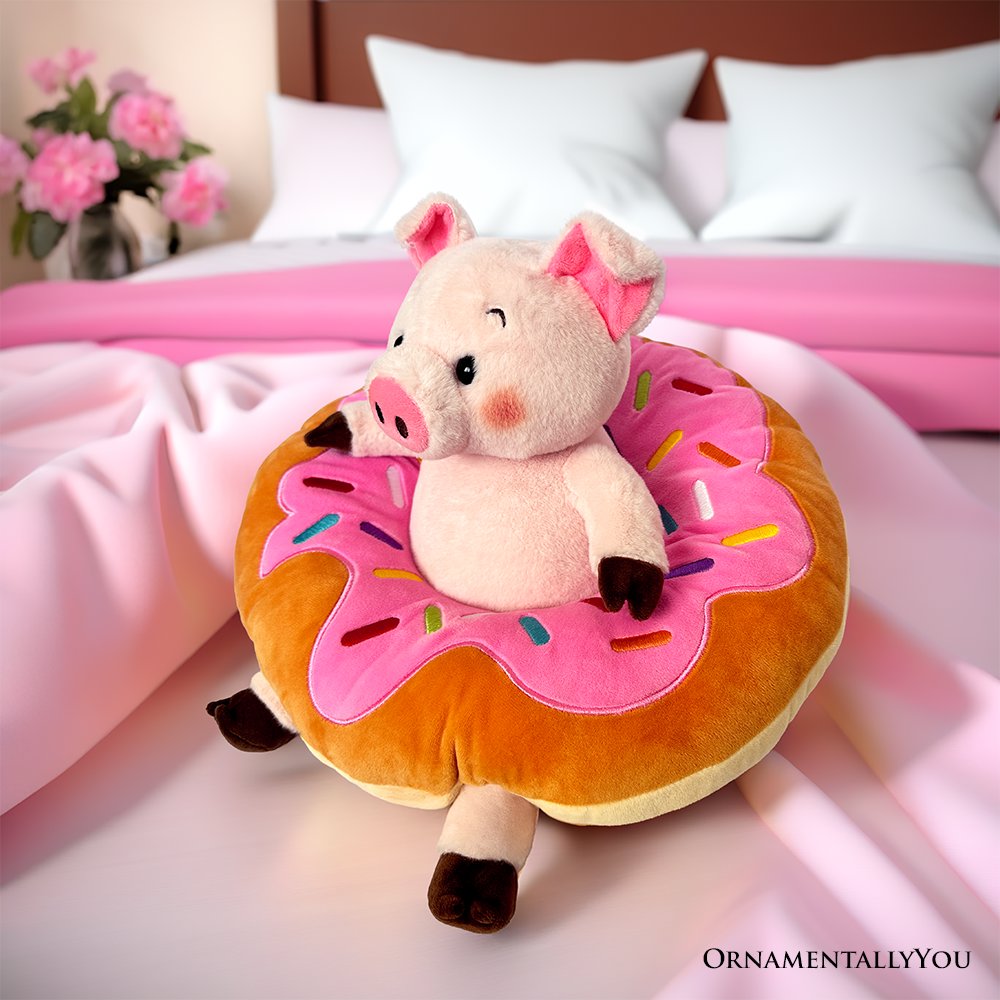 Ollie Oinker the Pig Plushie - 12" Donut Ring Stuffed Animal