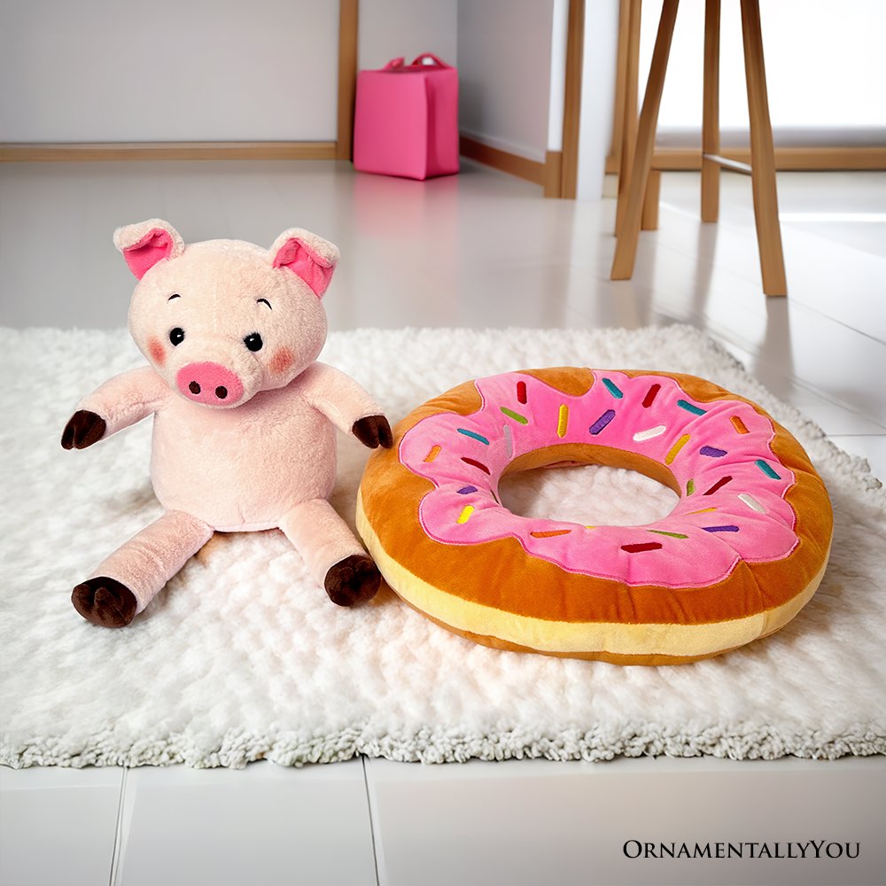 Ollie Oinker the Pig Plushie - 12" Donut Ring Stuffed Animal