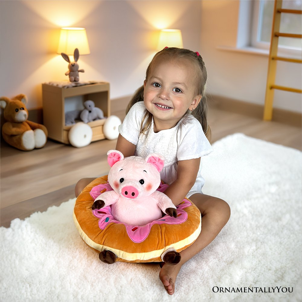 Ollie Oinker the Pig Plushie - 12" Donut Ring Stuffed Animal