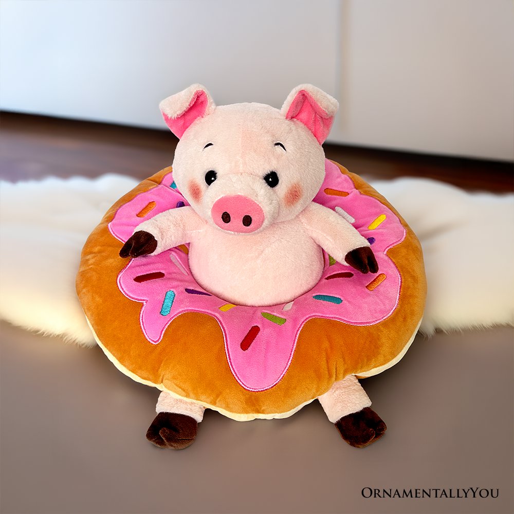 Ollie Oinker the Pig Plushie - 12" Donut Ring Stuffed Animal