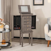 5-Drawer Jewelry Armoire Cabinet in Grey Wood Finish
