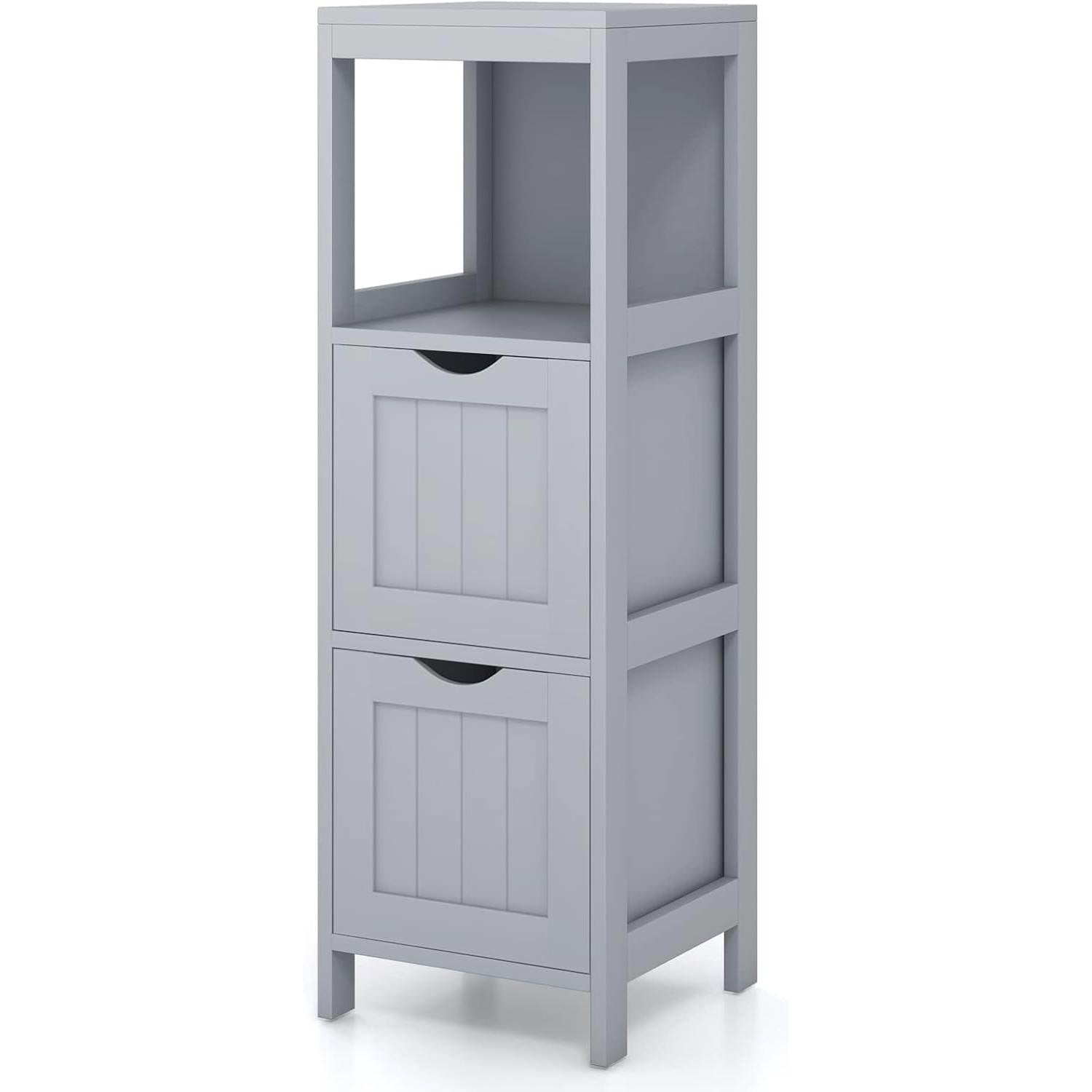 Modern Farmhouse 2-Drawer Bathroom Floor Cabinet with Shelf