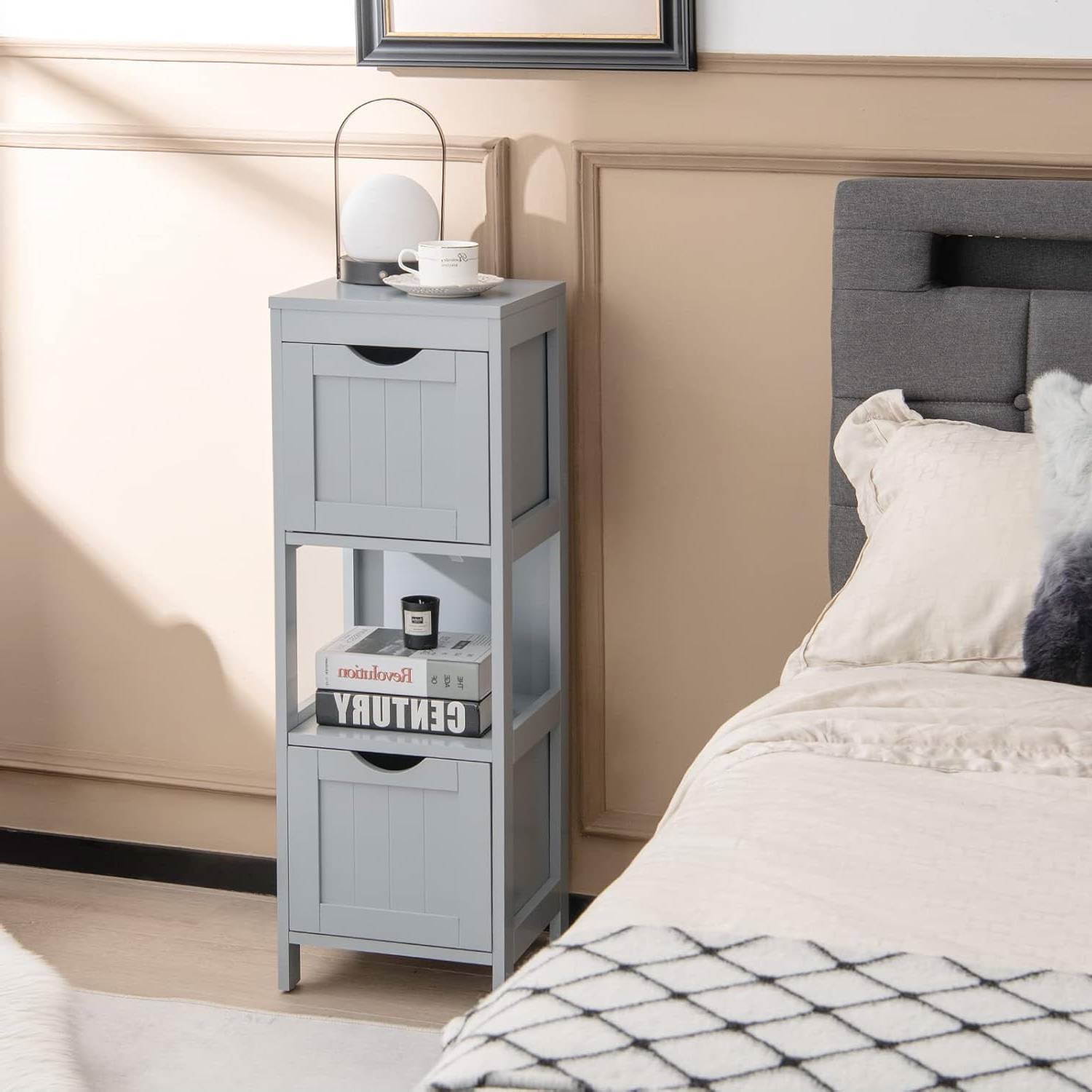 Modern Farmhouse 2-Drawer Bathroom Floor Cabinet with Shelf