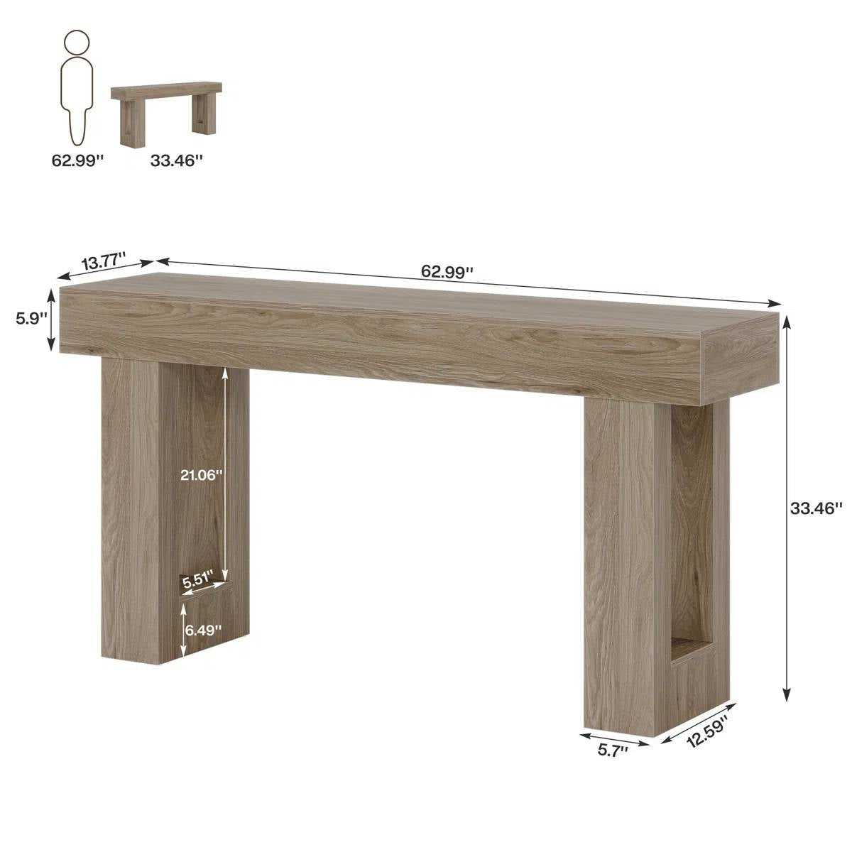 Farmhouse Entryway Console Sofa Table in Grey Wood Finish
