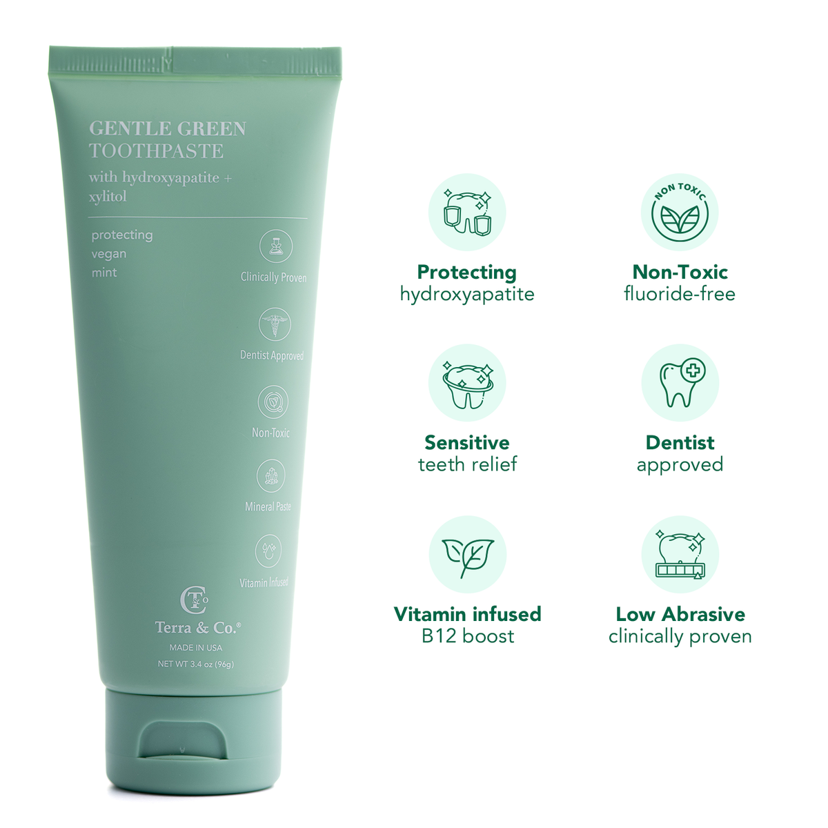 Gentle Green™ Sensitive Toothpaste with Hydroxyapatite & B12