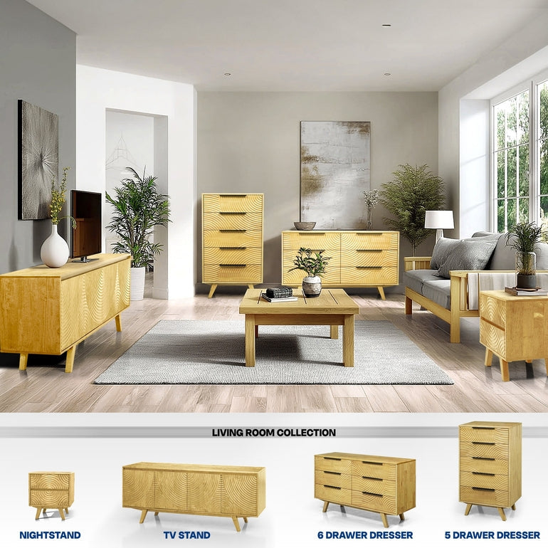 Acacia Harmony Dresser with 6 Drawers