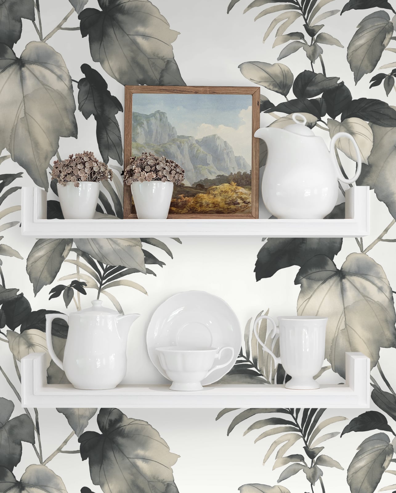 Leaf Stripe Botanical Peel and Stick Removable Wallpaper