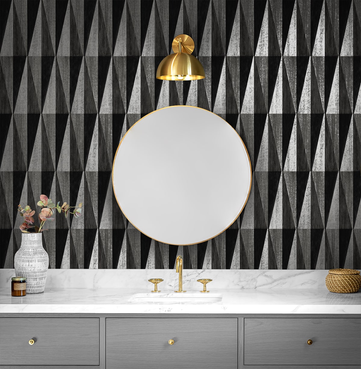 Pieced Diamonds Geometric Peel and Stick Removable Wallpaper