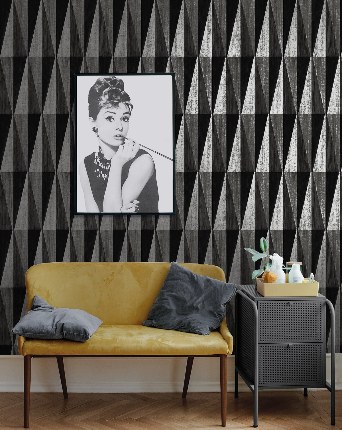 Pieced Diamonds Geometric Peel and Stick Removable Wallpaper