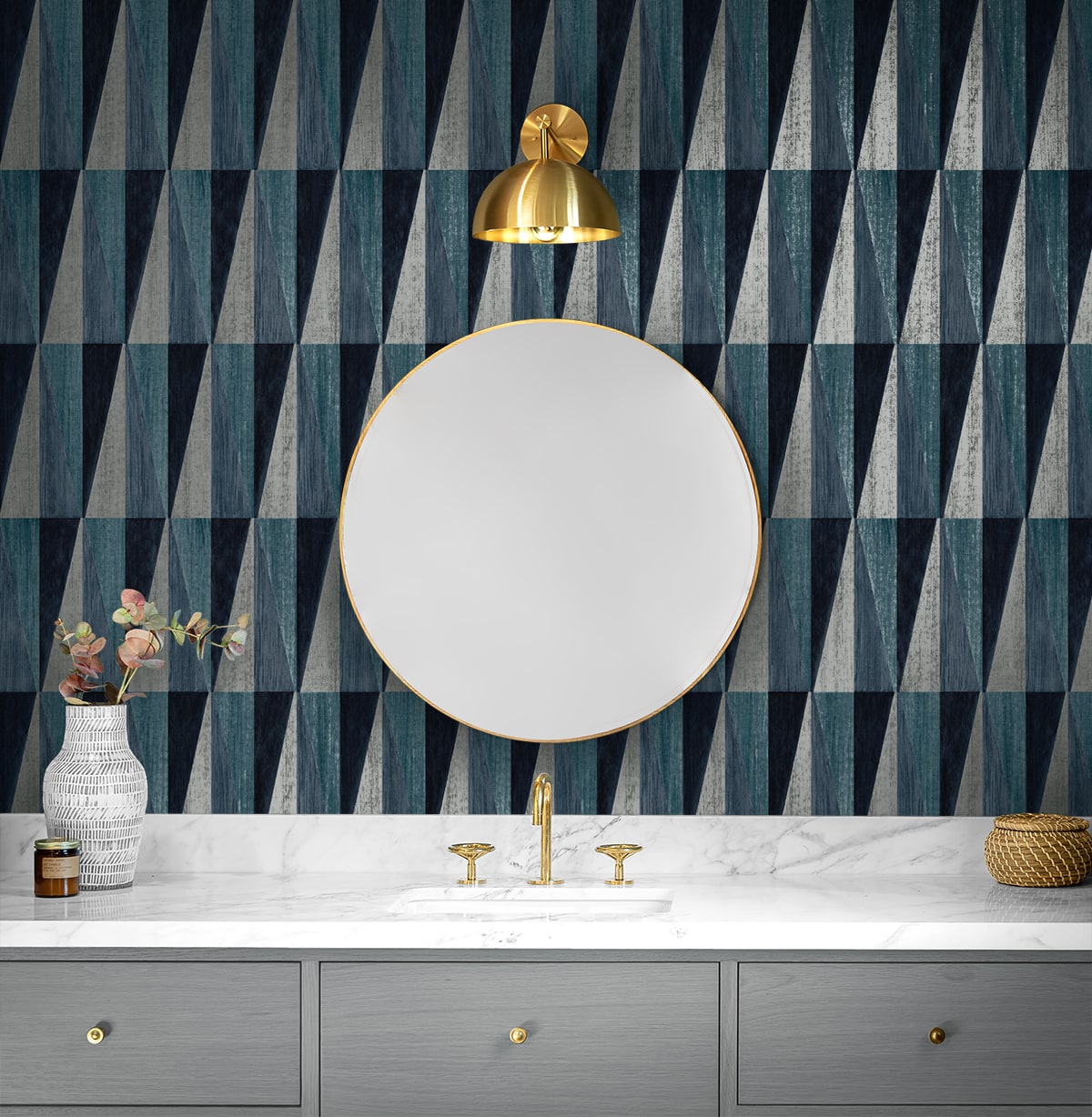 Pieced Diamonds Geometric Peel and Stick Removable Wallpaper