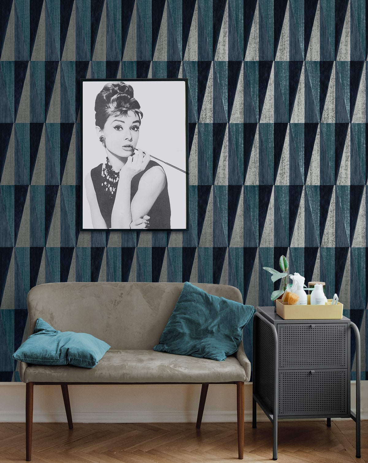 Pieced Diamonds Geometric Peel and Stick Removable Wallpaper