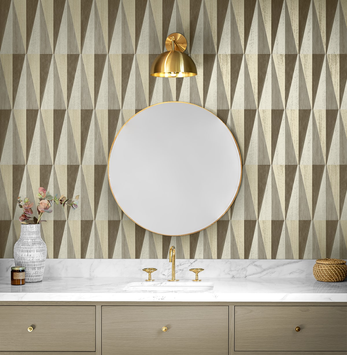 Pieced Diamonds Geometric Peel and Stick Removable Wallpaper