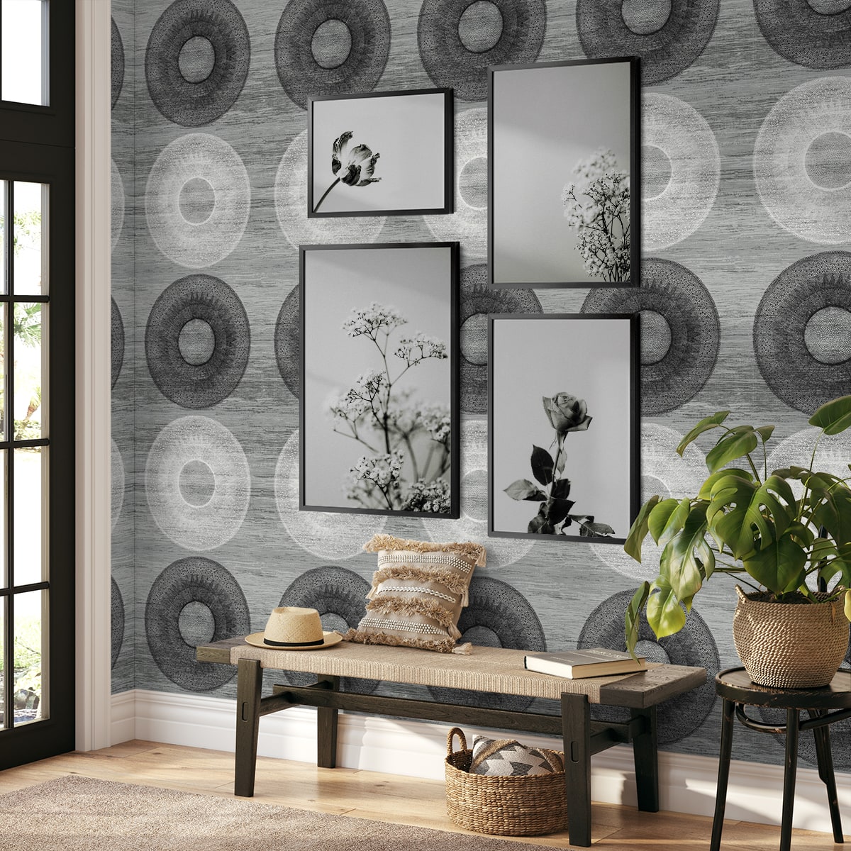 Large Circle Geometric Peel and Stick Removable Wallpaper