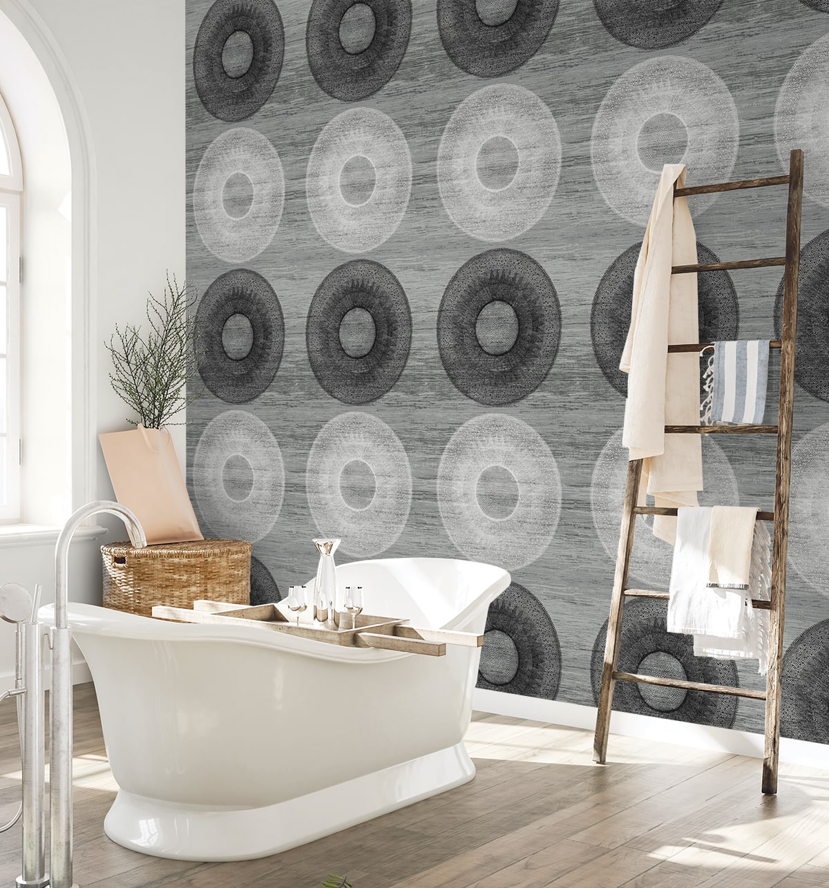 Large Circle Geometric Peel and Stick Removable Wallpaper