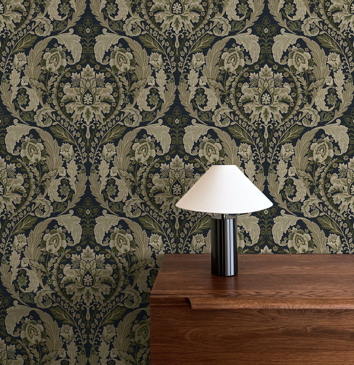 Thornton Vintage Damask Peel and Stick Removable Wallpaper