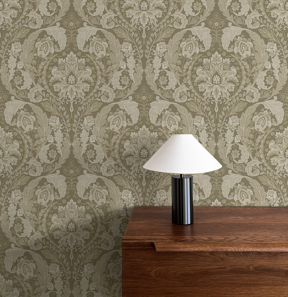 Thornton Vintage Damask Peel and Stick Removable Wallpaper