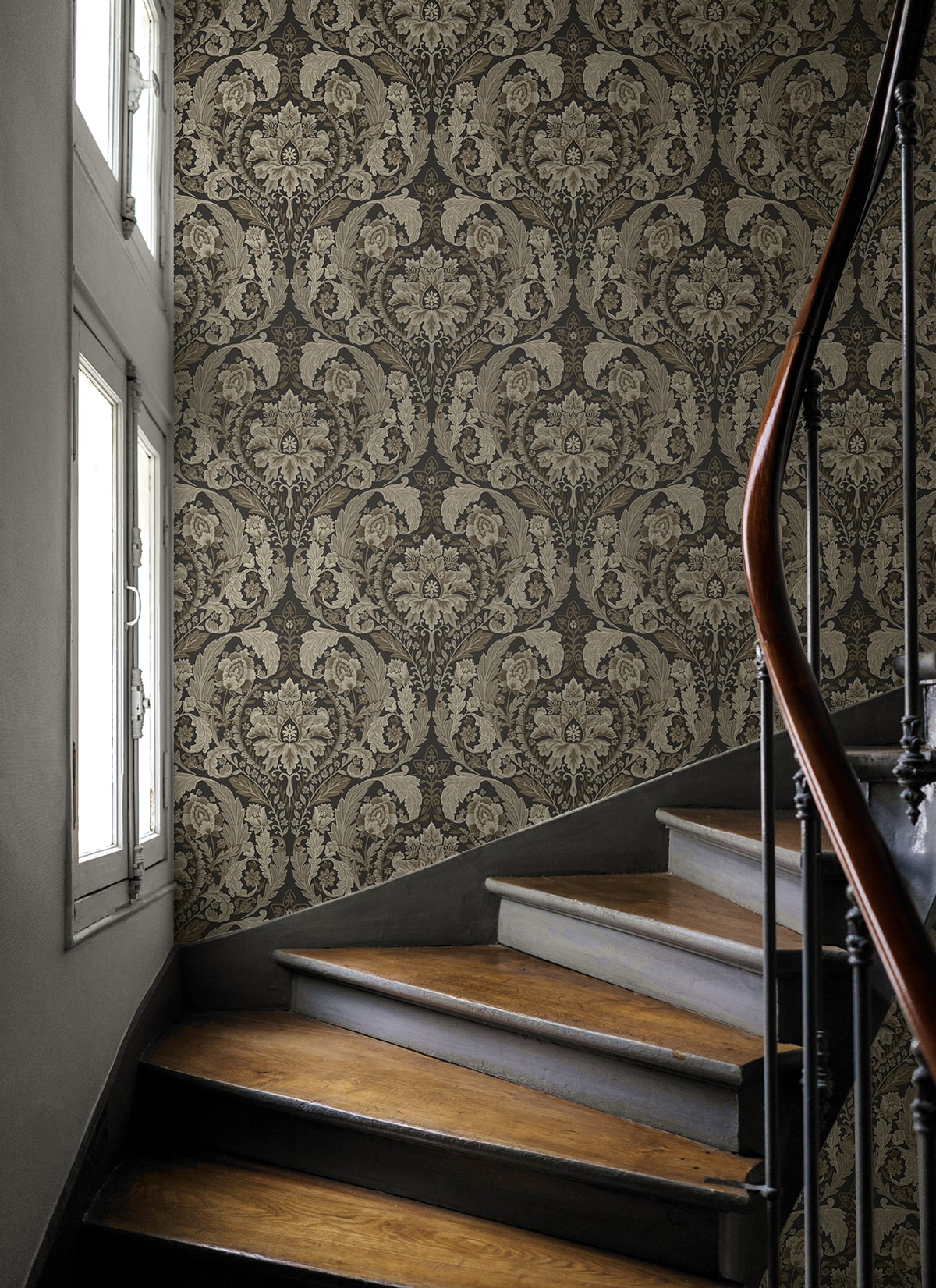 Thornton Vintage Damask Peel and Stick Removable Wallpaper
