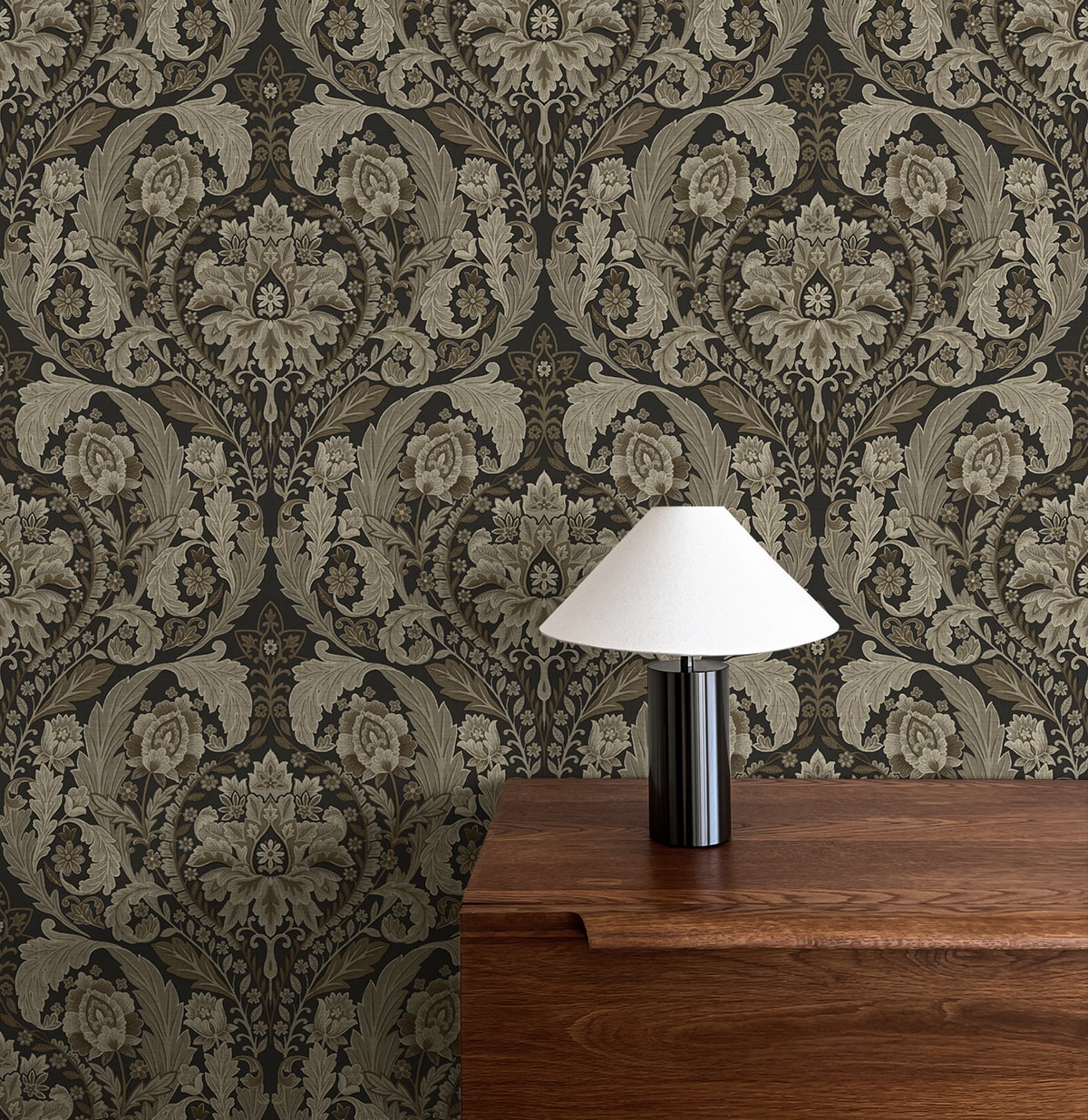 Thornton Vintage Damask Peel and Stick Removable Wallpaper