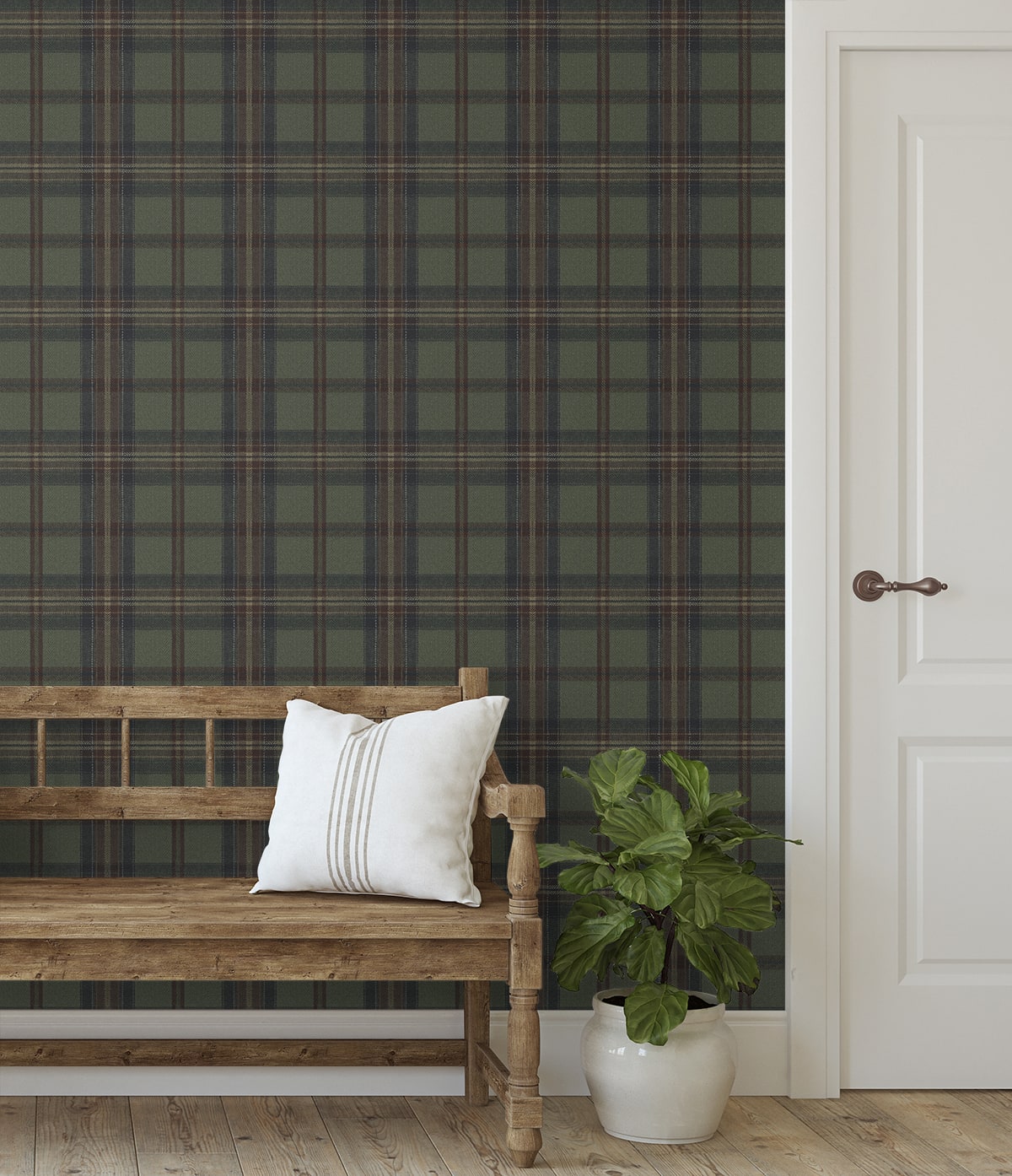 Herringbone Plaid Premium Matte Non-Woven Peel and Stick Wallpaper