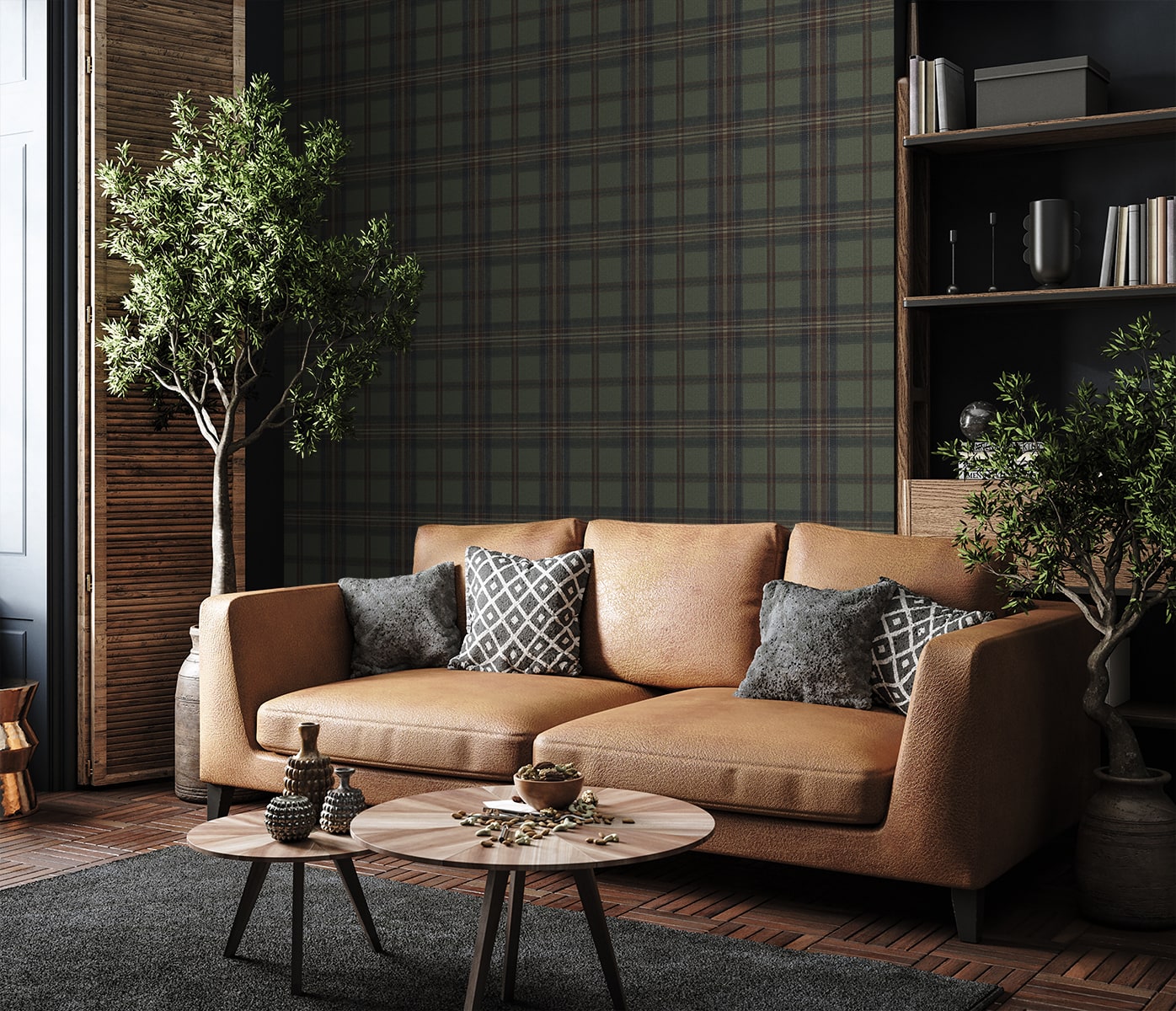Herringbone Plaid Premium Matte Non-Woven Peel and Stick Wallpaper