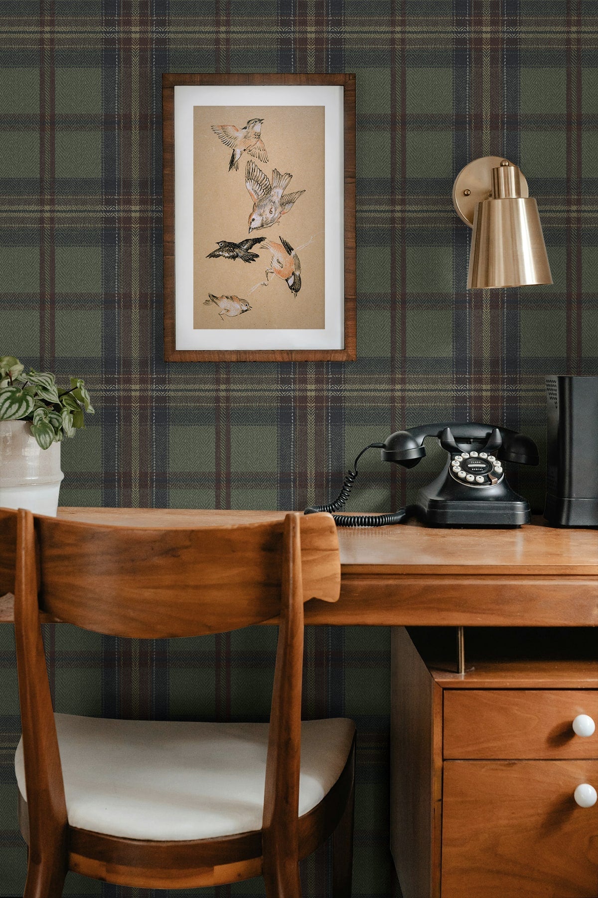 Herringbone Plaid Premium Matte Non-Woven Peel and Stick Wallpaper