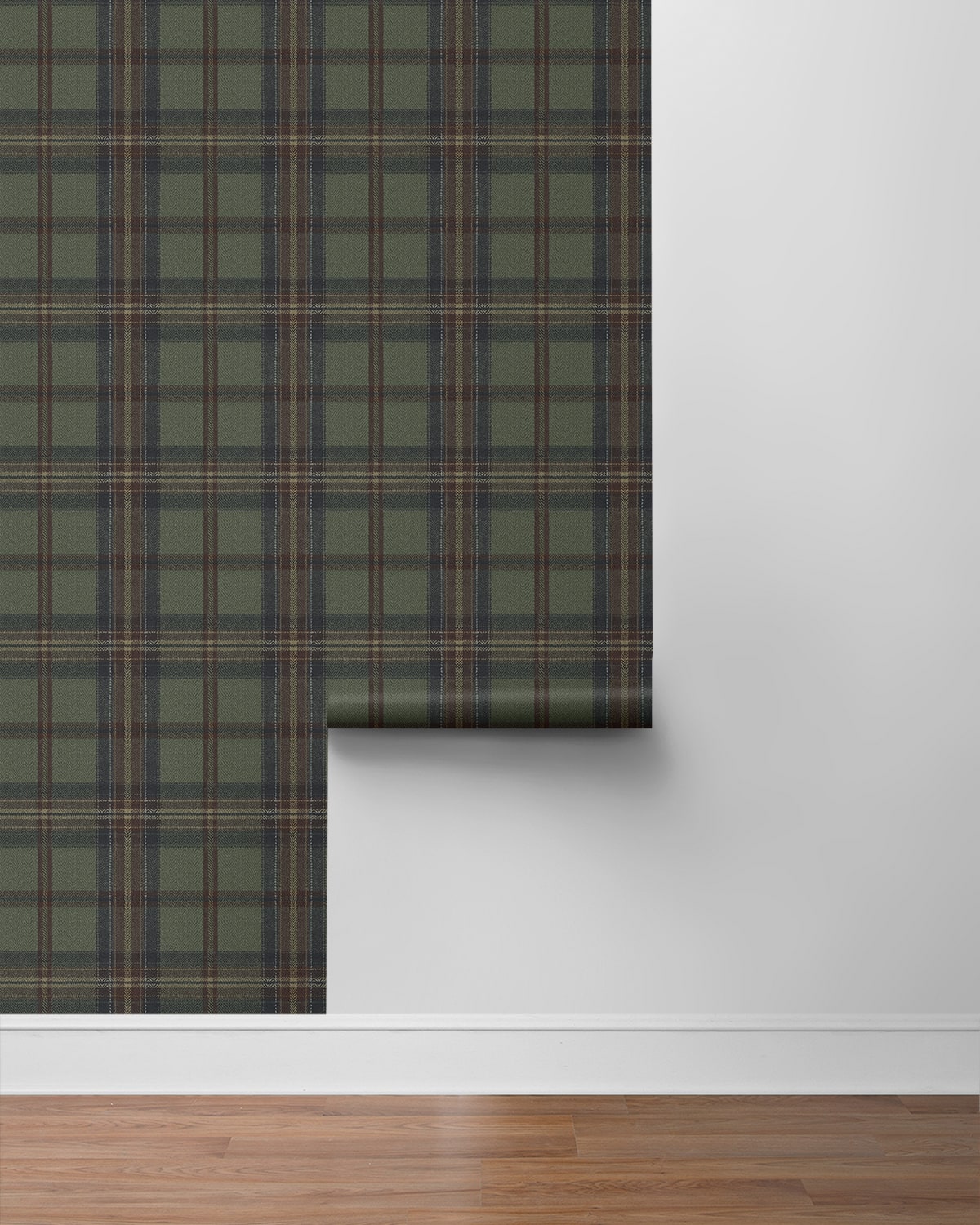 Herringbone Plaid Premium Matte Non-Woven Peel and Stick Wallpaper