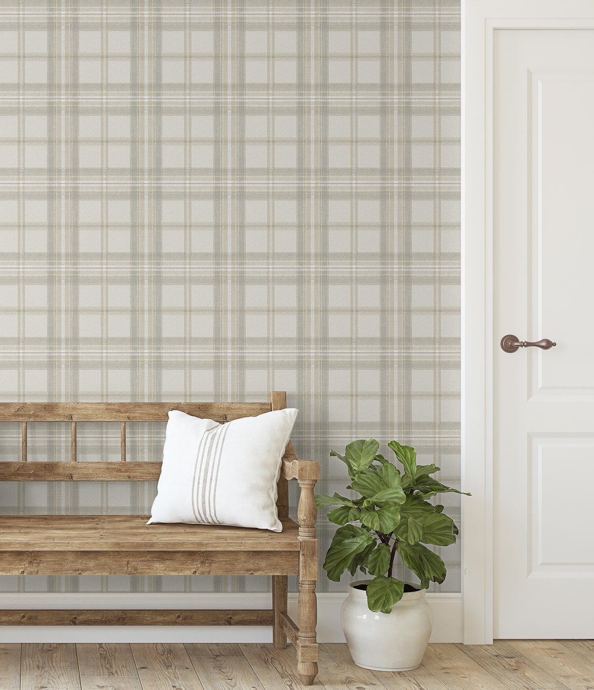 Herringbone Plaid Premium Matte Non-Woven Peel and Stick Wallpaper