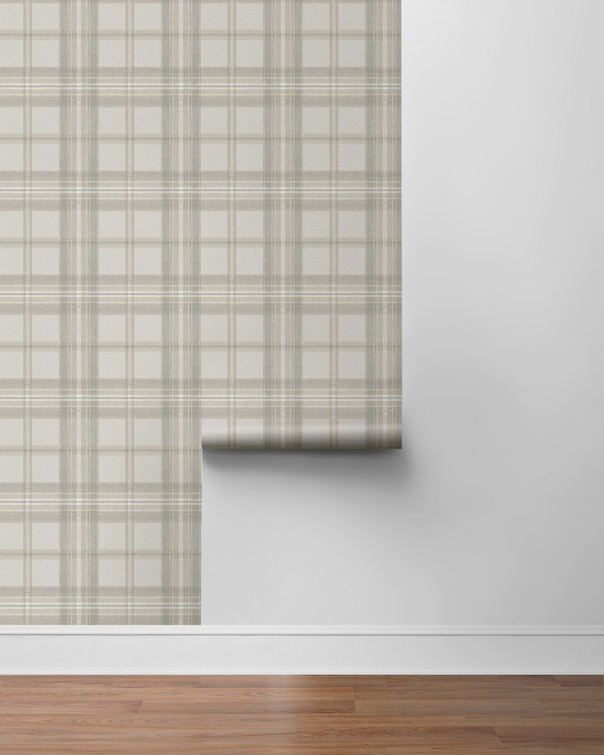 Herringbone Plaid Premium Matte Non-Woven Peel and Stick Wallpaper